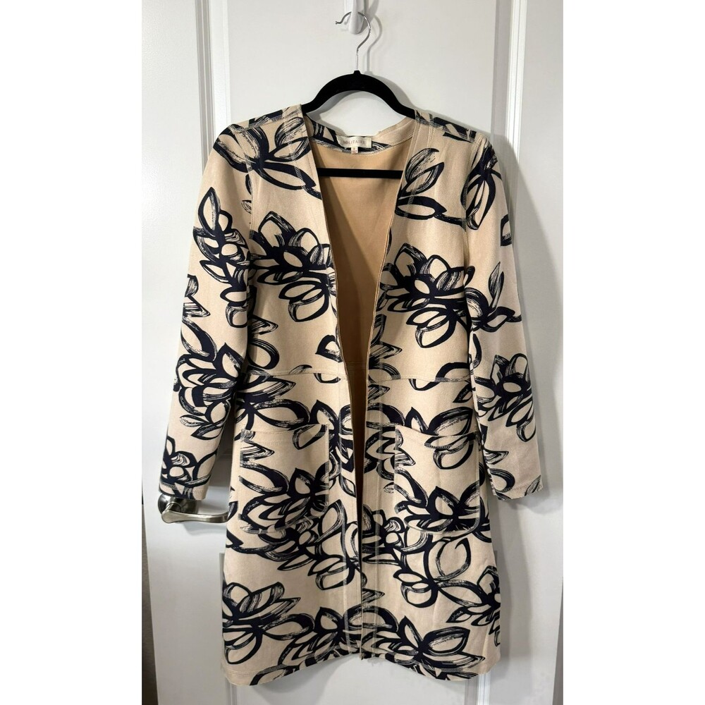Anthropology Solitaire Floral Kimono Jacket S Boho Faux Suede Open Front NWOT
